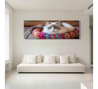 Framed Animals Ragdoll Cat Pastoral Canvas Wall Art Decor Beige Prints, 90 x 60 cm Waterproof Framed Picture for Bathroom Living Room Bedroom Office Home Decor