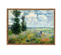 Framed Argenteuil Poppy Field Monet Canvas Wall Art Reproduction Classic Colourful Poppy Flower Fields Wall Painting Retro Green Fields Landscape Prints Pictures Decor for Living Room Bedroom 40X60cm
