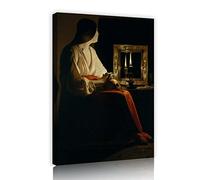 Framed Art Posters the Penitent Magdalen Canvas Print Painting Georges De La Tour Wall Art Picture for Living Room and Bedroom 40x25cm Innerframe