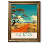 Framed Australian Outback Road Poster Canvas Print Art Modern Wall Art Painting Pictures Elegant Home Decor Wall Decoration for Living Room Office Apartment Art Print (Retro Framed,12L x16W)