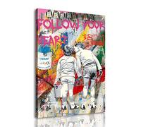 Framed Banksy Street Graffiti Wall Art Decor Large Abstract Pictures Canvas Painting Prints Colorful Modern Contemporary Poster Artwork Stretched for Wall Home Bathroom Bedroom Living Room Ready Hang