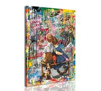 Framed Banksy Street Graffiti Wall Art Decor Large Abstract Pictures Canvas Painting Prints Colorful Modern Contemporary Poster Artwork Stretched for Wall Home Bathroom Bedroom Living Room Ready Hang