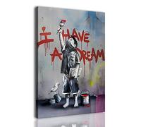 Framed Banksy Street Graffiti Wall Art Decor Large Abstract Pictures Canvas Painting Prints Colorful Modern Contemporary Poster Artwork Stretched for Wall Home Bathroom Bedroom Living Room Ready Hang