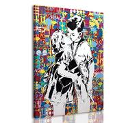 Framed Banksy Street Graffiti Wall Art Decor Large Abstract Pictures Canvas Painting Prints Colorful Modern Contemporary Poster Artwork Stretched for Wall Home Bathroom Bedroom Living Room Ready Hang