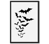 Framed Bat Silhouette Poster Canvas Print, Gothic Wall Art, Vintage Halloween Pictures, Wall Decor, Whimsical Poster Decoration, Apartment, Dorm Room (Black Framed,12L X16W)