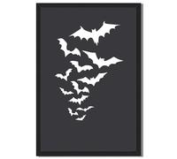 Framed Bat Silhouette poster Canvas Wall Art for Home Decor Decoration, Gothic Style Art Print Pictures Wall Decor, Spooky Whimsical Poster for Living Room Apartment Dorm Room (Black Framed,16L X24W)