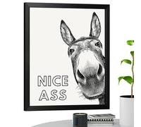 Framed Bathroom Wall Art Nice Ass - 12x16 Inch Framed Humor Poster, Funny Animal Humor Sign, For Restroom Living Room Hallway Apartment Offices Gallery
