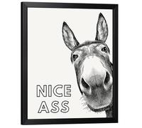 Framed Bathroom Wall Art Nice Ass, Donkeys In Bathroom For Bathrooms Wall Decor | 12x16 Inch Funny Animal Humor Sign, For Restroom Living Room Hallway Apartment Office Gallery