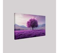 Framed Big Trees on the Grassland Canvas Prints 70 x 50 cm Purple Poster Artwork Ready to Hang Wall Decoration for Living Room Bedroom Home