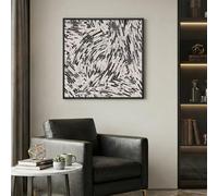 Framed Black and White Abstract Wall Art, 1 Piece Square Modern Canvas Prints Paintings, Minimalist Abstract Brush Pictures for Bedroom Dining Room Living Room Lounge Bathroom Wall Decor 24x24 In