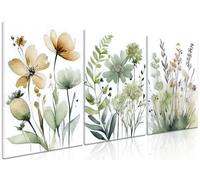 Framed Boho Floral Wall Art Set of 3 Sage Green Minimalist Poster Wall Decor, Watercolor Botanical Prints Canvas Wall Art Paintings Floral Wildflower Picture for Bedroom Bathroom Living Room 16x24 In