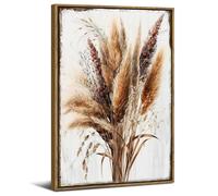 Framed Boho Wall Art Vintage Picture Decor, Wooden Painting Prints, Bohemian Nature Wall Decor, Leaf Landscape Bathroom Wall Decor, Fall Artwork for Kitchen Bedroom Living Room Home Decoration(16x24)