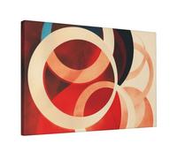 Framed Canvas Art Red Apricot Abstract Pattern Canvas Prints for Living Room & Bedroom & Hallway,1 Piece Set Wooden Artwork, Ready to Hang,Home Decor Artwork