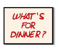Framed Canvas Wall Art 12"x16" Funny Playful Kitchen Decor, Minimalist What’s for Dinner? Modern Dining Room Typography Art, Quirky Sign with a Humorous Touch Lighthearted Home Decor