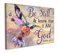 Framed Canvas Wall Art 12x16 Inch Be Still and Know That I Am God Scripture Artwork Christian Religious Wall Canvas Picture for Living Room Bedroom Hallway Decoration with Hooks and Magic Tape