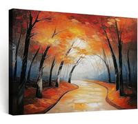 Framed Canvas Wall Art 140x70 cm - Impressionist Autumn Forest Path Wall Decor Aesthetic Artwork Painting, Canvas Pictures for Hallway Living Room