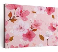 Framed Canvas Wall Art 90 x 60 cm, Traditional Hand-Drawn Floral Cherry Blossom Artwork Modern Wall Canvas Pink Pictures Prints for Living Room Bedroom Hallway Wall Decoration