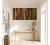 Framed Canvas Wall Art Abstract Distressed Painted Wood Planks, Waterproof Canvas Prints Rustic Retro Wall Decoration for Bedroom Living Room Kitchen Home Decor 140 x 70 cm