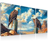 Framed Canvas Wall Art Animal, Set of 3 Eagle Wall Art for Living Room Decor, Waterproof Artwork with Hooks, Framed Pictures for Living Room or Bedroom, Modern Print for Home Decor, 12x16Inch, -2270