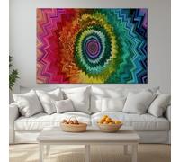 Framed Canvas Wall Art Artwork Abstract Rainbow Spiral Geometric Colorful, Waterproof Print Wall Decoration for Living Room Bedroom Kitchen, Pictures for Bathroom Walls - 120x60 cm