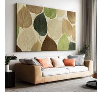 Framed Canvas Wall Art Brownish-Green Leaves 120x60cm Modern Wall Canvas Picture, 3D Printed Artwork for Living Room Bedroom Hallway and Home Wall Decor with Hooks