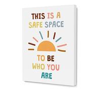 Framed Canvas Wall Art, Classroom Wall Decor Safe Space Artwork Decor, 12 x 15 inches Wall Art For Kids Motivation Children Nursery Wall Art Rainbow Decor-Inclusive Classroom - Wallart-004