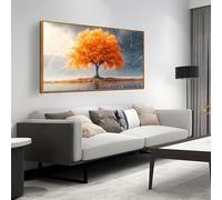 Framed Canvas Wall Art for Living Room Bedroom Office Large Tree of Life Wall Art Orange Tree Fall Landscape Picture Modern Canvas Prints Decor Size 24x48