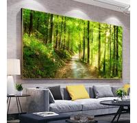 Framed Canvas Wall Art for Living Room Forest Path Scenery Wall Pictures,Landscape Wall Art Prints, Road Across the Hills Painting, Nature Wall Decor for Bedroom, 75x150cm(30x59in) with-gold-frame