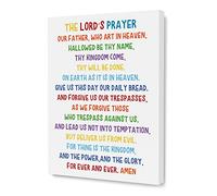 Framed Canvas Wall Art Inspirational Quotes, The Lord's Prayer, Christian Bible Verse Wall Decor, 12 x 15 inches Motivational Decor for Home Living Room Nursery Kids Playroom Office Classroom - 042