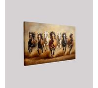 Framed Canvas Wall Art Oil painting of horses 60 x 40 cm Waterproof Modern Brown Gradient Print with Hooks Ready to Hang Decoration for Living Room Bedroom