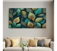 Framed Canvas Wall Art Poster for Home Decor Modern Bathroom Office Wall Decor Paintings Luxury Botanical Golden Leaves Pictures Artwork Print Home Decor 120L x 80W cm