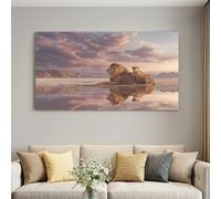 Framed Canvas Wall Art Poster for Home Decor Modern Bathroom Office Wall Decor Paintings Photography Animal Lion Father And Son Pictures Artwork Print Home Decor 40L x 30W cm