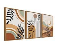 Framed Canvas Wall Art Set of 3 Mid-Century Boho Abstract Painting Prints for Wall Poster Geometric Lines Illustrations Pictures for Living Room Bedroom Hallway 40x60cm x3pcs (No Acrylic Glass)