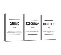 Framed Canvas Wall Art Success Quote, Office Wall Art, White Large Poster, Positive Motivational Set of 3 Prints, Execute Failure Definition, Inspirational Print