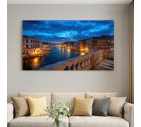Framed Canvas Wall Art Venice Canal Waterproof Modern Print with Hook, Elegant Wall Decoration for Living Room, Office Bedroom Pictures Home Urban Landscape for Wall or Prints for Walls 90L x 60W cm