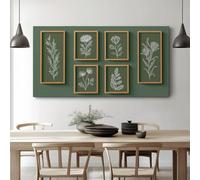 Framed Canvas Wall Art Vintage Plants Leaves, Waterproof Canvas Prints Geometric Wall Decoration for Bedroom Living Room Kitchen Home Decor 100 x 75 cm