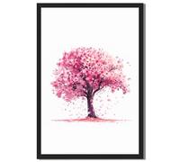 Framed Cherry Blossom Tree Poster Canvas Print Art Print Modern Aesthetic Whimsical Wall Art Decoration Living Room Bedroom Apartment Home Decor Pictures (Black Framed,24L X36W)