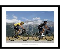 Framed Chris Froome & Geraint Thomas 2015 Tour de France Cycling Photo Memorabilia