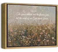 Framed Christian Floral Scripture Canvas Wall Art Wildflower Meadow Bible Verse Wall Decor Picture Isaiah Religious Faith Art Poster Print for Living Room Bedroom Decoration 8x10in