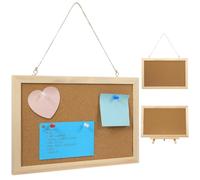 Framed Cork Board Bulletin Board with Bracket for Notes and Memos | Solid Pine Wood Frame, Double Sided Freestanding Design, White Cork Surface, Adjustable Metal Bracket