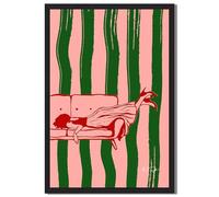 Framed Couch Pose poster Canvas Wall Art for Living Room Decoration, Vintage Modern Art Print, Whimsical Wall Decor Pictures, Home Decor (Black Framed,16L X24W)