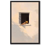 Framed Cozy Girl Reading by Window Autumn Poster Canvas Print Art Modern Minimalist Aesthetic Wall Art Painting Pictures Art Print Elegant Home Decor for Living Room Bedroom (Black Framed,8" Lx10 W)