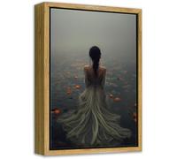 Framed Dark Academia Wall Art Lady in the Lake Moody Victorian Wall Decor Pictures Gothic Cottagecore Posters Prints Vintage Halloween Aesthetic Paintings for Gallery Bedroom Decoration 12x16in