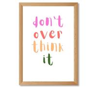 Framed Don't Overthink It Poster Canvas Print Art Cute Wall Art Painting Trendy Pictures Quirky Wall Decor Home Decor Decoration Office Dorm Room (Wood Framed,24L x36W)