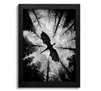 Framed Dragon Wall Art Gothic Dark Fantasy Dragon Flying Pictures Halloween and Moody Wall Decor for Bedroom Living Room Office Room Office Dining Room Home Decorations 16x24in