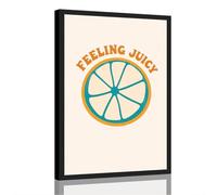 Framed Feeling Juicy Citrus Poster Canvas Print Art Modern Funky Wall Art Pictures Wall Decor Cute Home Decoration for Kitchen Apartment Dorm Room (Black Framed,12" Lx18 W)