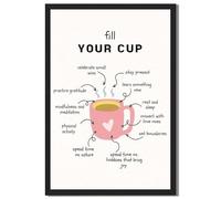 Framed Fill Your Cup Motivational Poster Canvas Print Art, Cute Wall Art, Painting, Pictures, Wall Decor, Art Print,Trendy Home Decor, Office, Dorm Room Decoration. (Black Framed,12L X16W)