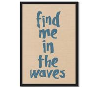 Framed Find Me In The Waves Poster Canvas Print Art Minimalist Aesthetic Wall Art Painting Pictures Wall Decor Trendy Whimsical Home Decor Living Room Beach Apartment (Black Framed,24L X36W)