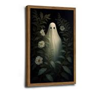 Framed Floral Ghost Wall Art, Antique Oil Painting, Spooky Decor, Dark Academia, Botanical Dark Art, Gothic Victorian Indoor Decor for Home Offices Living Room Bedroom Dining Room farmhouse