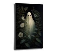 Framed Floral Ghost Wall Art, Antique Oil Painting, Spooky Decor, Dark Academia, Botanical Dark Art, Gothic Victorian Indoor Decor for Home Offices Living Room Bedroom Dining Room farmhouse